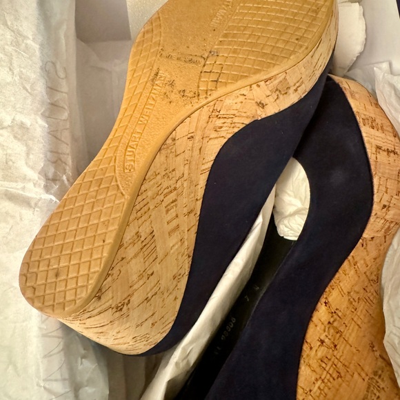 Stuart Weitzman Anna Peep Toe Wedges in Royal blue - Picture 4 of 5